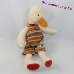Doudou duck MOULIN ROTY The Big Family striped overalls 22 cm