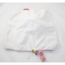 Doudou plat lapin MOULIN ROTY Myrtille et Capucine rose blanc rectangle 27 cm