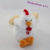 Peluche sonore poule GIPSY blanc rouge musical 15 cm