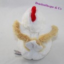 Peluche sonore poule GIPSY blanc rouge musical 15 cm