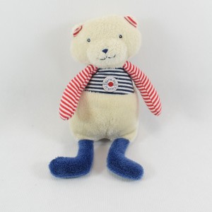 Teddy bear TERRE DE MARINS Blue and red stripes 22 cm