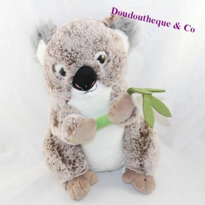 Peluche koala TOY'S COMPANY feuille d'eucalyptus gris chiné 27 cm