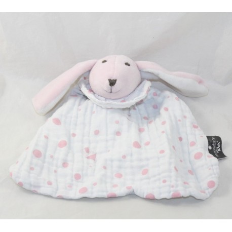 Doudou flaches Kaninchen ATMOSPHERA KIDS Stoff weiß pois rosa 23 cm Doudou flaches Kaninchen ATMOSPHERA KIDS Stoff weiß pois rosa 23 cm