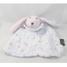 Doudou conejo plano ATMOSPHERA KIDS tela blanco rosa guisantes 23 cm