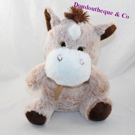 Cavallo d'asino beige marrone grandi occhi dorati 26 cm Cavallo d'asino beige marrone grandi occhi dorati 26 cm
