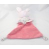 Doudou flat rabbit TEX BABY flowered diamond pink bird Carrefour 32 cm