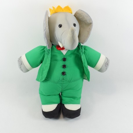 Elefante pelato Babar grigio paracadute tela 38 cm Elefante pelato Babar grigio paracadute tela 38 cm