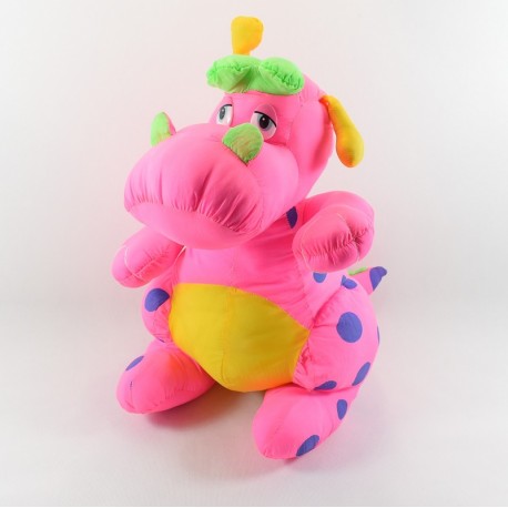 Puffalump vintage elephant stuffed with pink multicolor heart parachute canvas Puffalump vintage elephant stuffed with pink multicolor heart parachute canvas