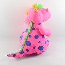 Elefante vintage Puffalump relleno de lona de paracaídas rosa multicolor corazón