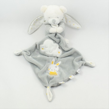 Flat Doudou bear MAX - SAX hooded rabbit gray phosphorescent stars Carrefour