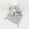 Flat Doudou bear MAX - SAX hooded rabbit gray phosphorescent stars Carrefour