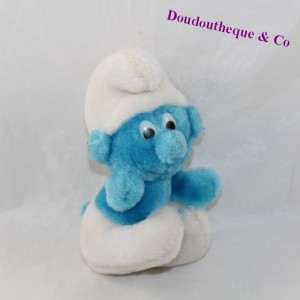 Kleine Plüsch Plüsch Peyo Smurfs weiß blau vintage 15 cm