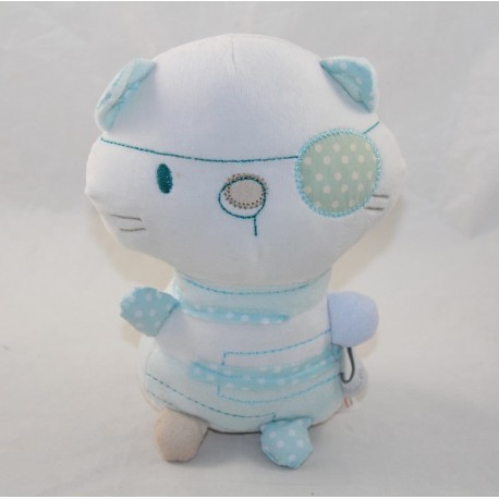 Peluche gatto SILVER CROSS pirata blu bandana occhio 22 cm