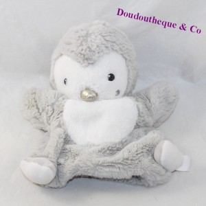 Doudou marionnette pingouin SIMBA TOYS gris blanc 23 cm