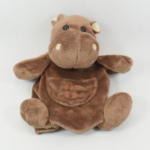 Doudou marionnette hippopotame HISTOIRE D'OURS marron 22 cm