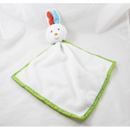 Doudou coniglio piatto NANJING KESTREL Azione campana verde bianco 47 cm