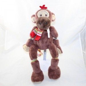 Plush monkey HAPPY HORSE brown striped scarf 40 cm