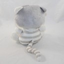 Doudou Miaou chat ORCHESTRA gris blanc rayé cocard 18 cm