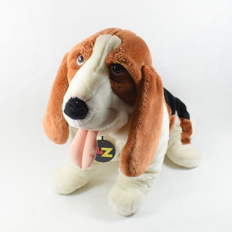 Peluche Chien Basset Jemini mascotte Télé Z vintage 60 cm