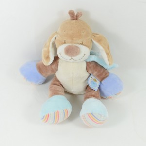 Hund flach Doudou NATTOU Z' 27 cm blau Marionette Freunde