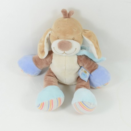 Hund flach Doudou NATTOU Z' 27 cm blau Marionette Freunde