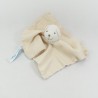 Doudou plat ours Les bébés d'Elyséa beige tissu lin 27 cm