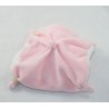 Doudou flaches Kaninchen Doudou und Korb Mini-Doudou weiß Kragen rosa Stickerei Ohr 15 cm