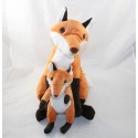 Peluche renard IKEA maman et bébé renard roux et noir 40 cm