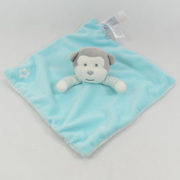 Monkey Flat Blanket OBAIBI OKAIDI Blue Green Puppet 24 cm SOS d