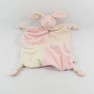 Flaches Kuscheltier Hase ZARA HOME rosa beige Tupfen und Streifen 25 cm