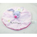 Doudou plat lapin KITCHOUN Lily learns to speak ... rose rond 24 cm
