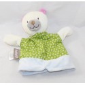 Doudou Puppenbär BEBE 9 weiß rund grün Baby9 23 cm