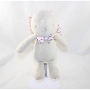 Doudou Kaninchen KLORANE beige Fliege rosa Halbkreis 23 cm