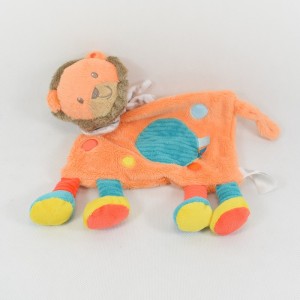 Doudou plat lion SIMBA TOYS orange cercle bleu 23 cm