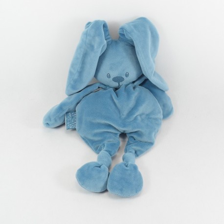 Doudou coniglio semi piatto NATTOU blu lapidou nodi 30 cm