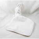 Doudou rabbit AUCHAN Baby handkerchief white brown 45 cm