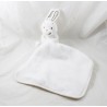 Doudou lapin AUCHAN Baby mouchoir blanc marron 45 cm