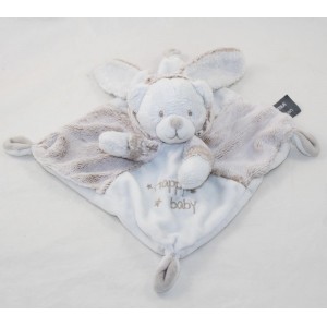 Doudou Plattbär ORCHESTRA Kaninchen verkleidet braun weiß meliert Happy Baby 20 cm