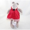 Plüsch Nini die Maus MOULIN ROTY La Grande Famille Kleid rot Polka Dots weiß 29 cm