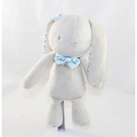 Conejo Doudou KLORANE beige pajarita azul medio círculo gris 23 cm