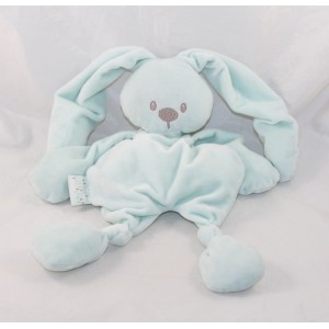 Halbflaches Kaninchen Kuscheltier NATTOU himmelblaue Lapidou-Schleifen 35 cm