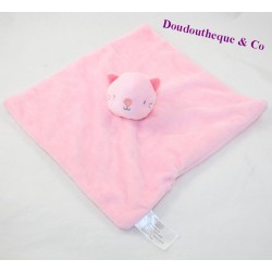Doudou flat cat ZEEMAN pink square 25 cm