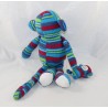 Peluche monkey ORCHESTRA Premaman knit wool stripes blue pocket baby 30 cm