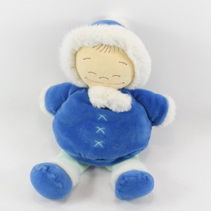 Doudou poupée esquimaux NOUKIE'S bleu et blanche
