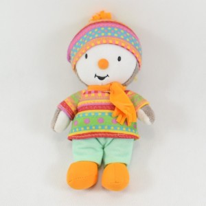 Peluche T'choupi JEMINI tenue hiver bonnet écharpe orange 19 cm
