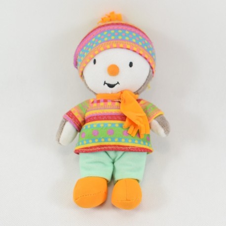 Peluche T'choupi JEMINI dress winter cap orange scarf 19 cm