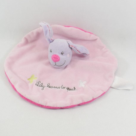 Doudou flaches Kaninchen KITCHOUN Lily learns to speak ... rosa rund 24 cm