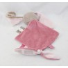 Flat blanket Nina rabbit NATTOU pink diamond beige heart knot 27 cm