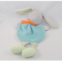 Flat cuddly toy rabbit TEX BABY Carrefour blue green raccoon 27 cm