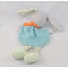 Flaches Kuscheltier Hase TEX BABY Carrefour blau grün Waschbär 27 cm